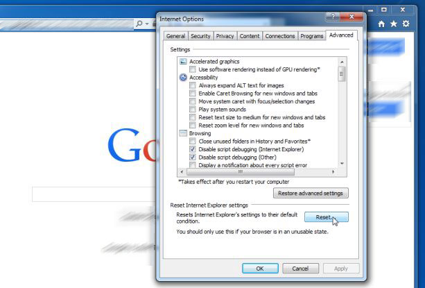 Reset-Internet-Explorer Como eliminar Trojan