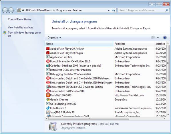 programs-and-features Jak odstranit NoteHomepage Toolbar